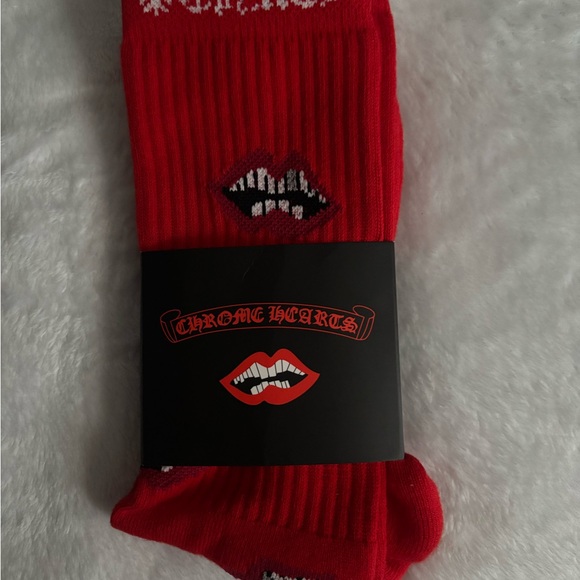 Chrome Hearts Burgundy Casual Socks with Black Accents